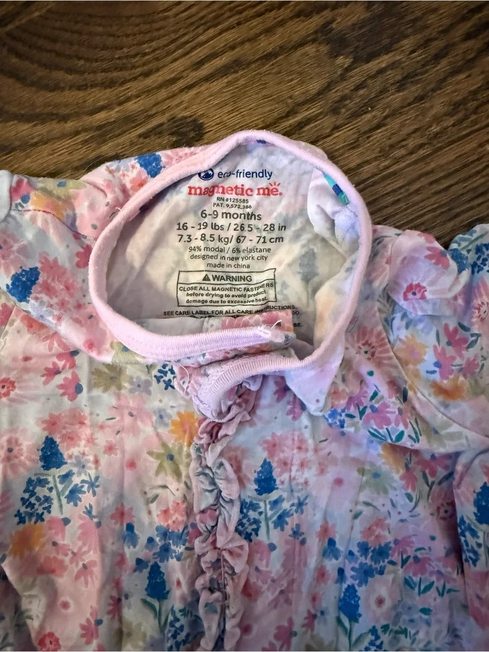 Magnetic Me Pink Floral Modal Magnetic Footie 6-9M